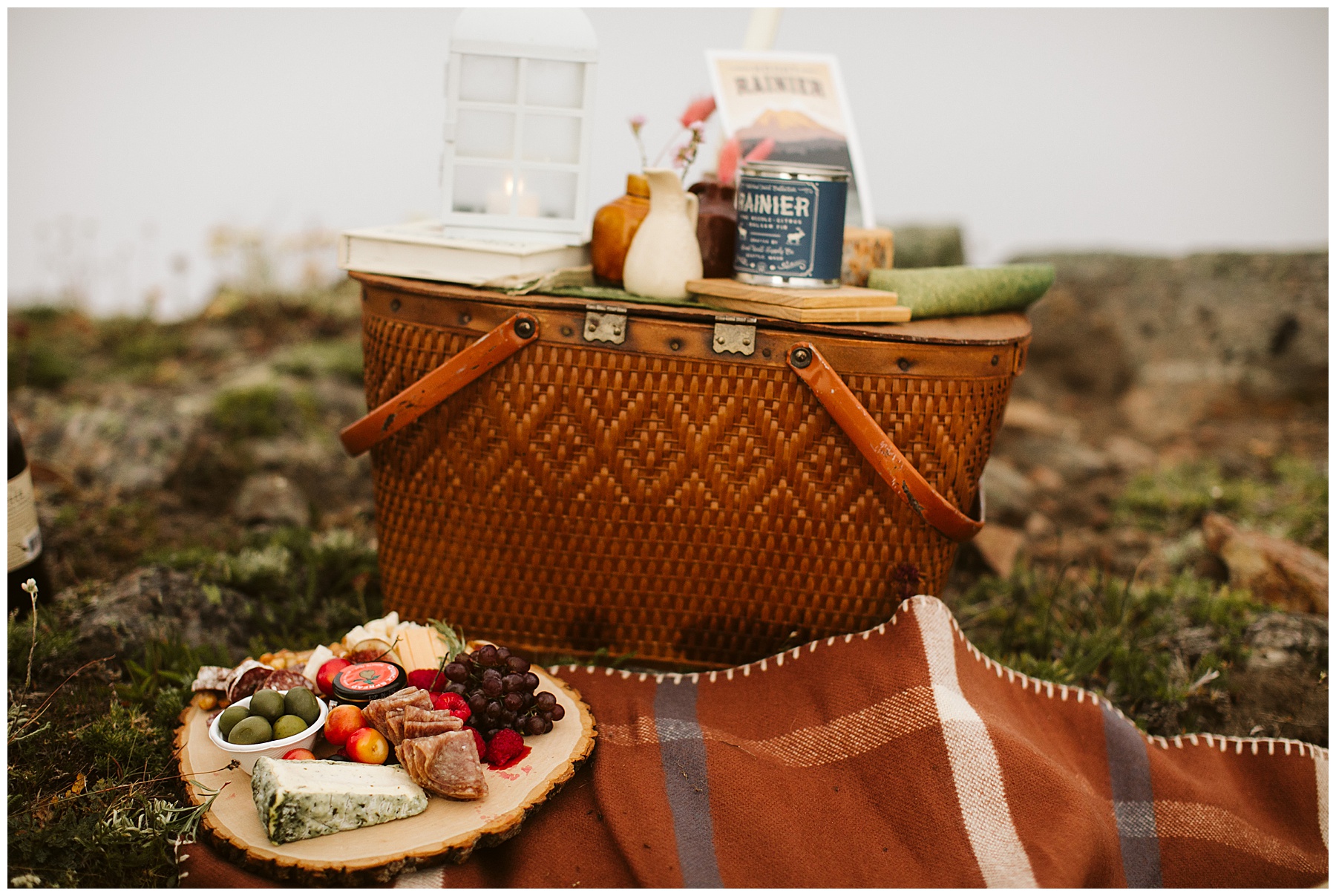 details of the picnic emily and jay planned after their mount rainier elopement.