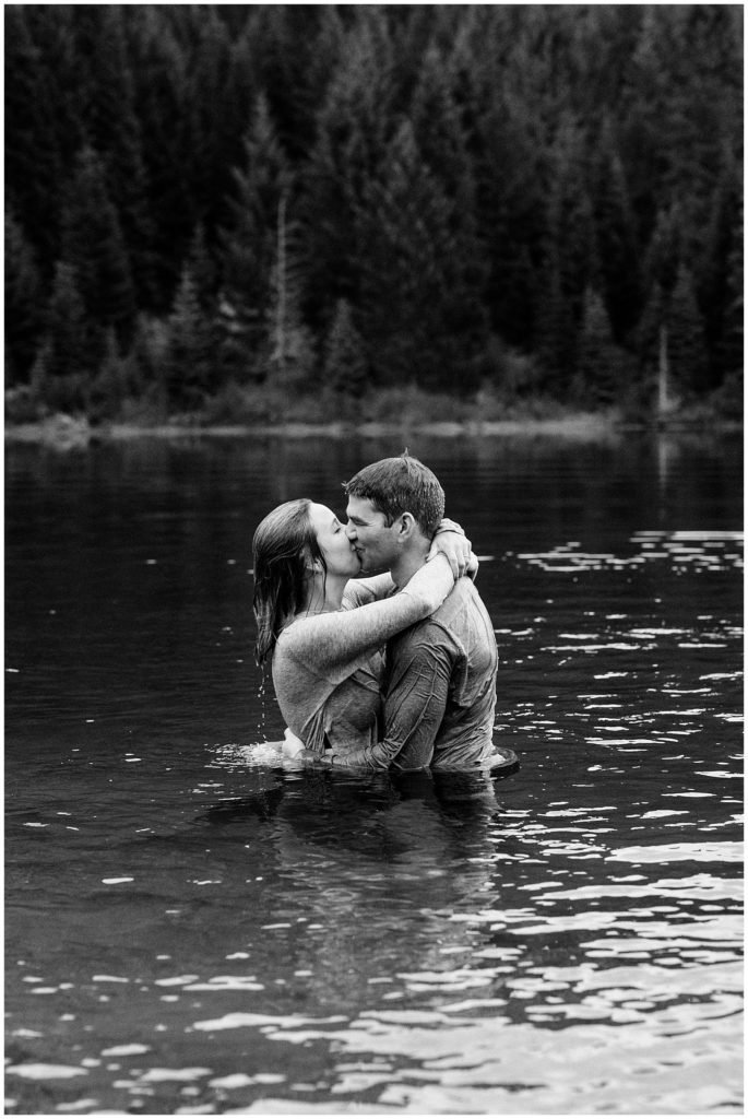 couple kissing in lake 