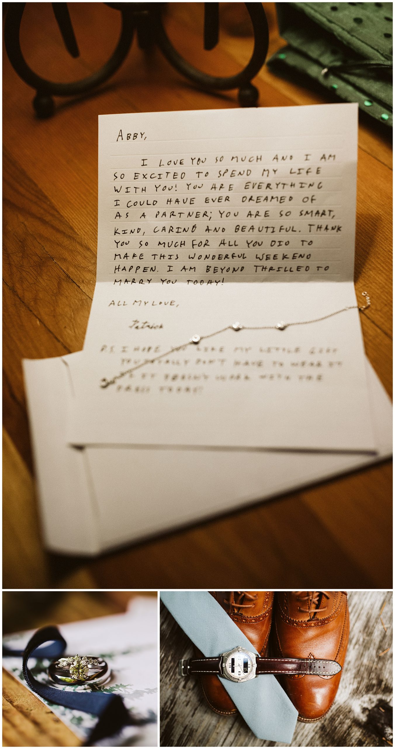a hand written card of wedding vows