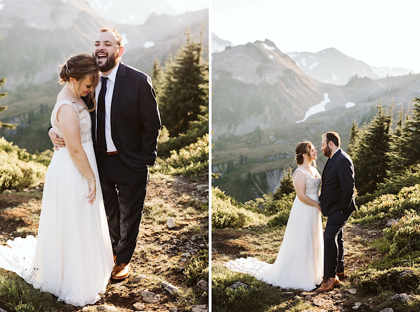 Mt. Baker Sunset Elopement bride and groom portraits