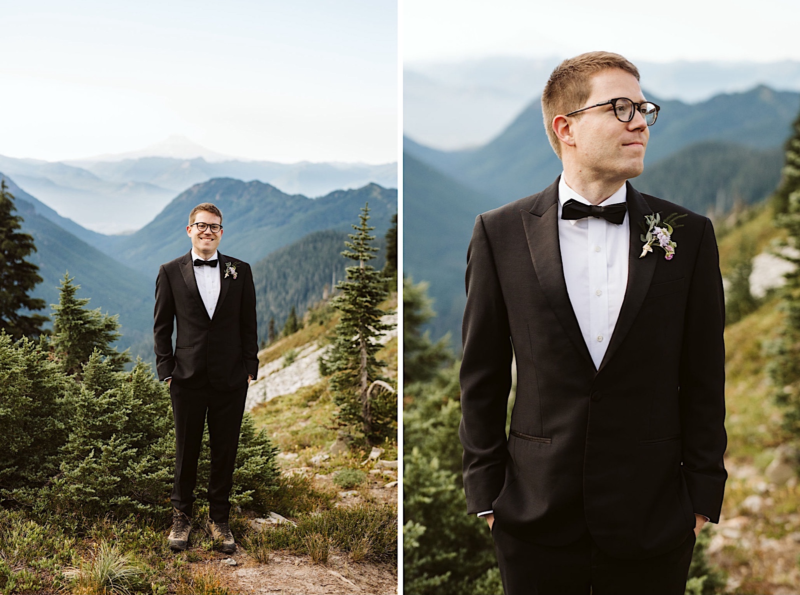 Mt. Rainier Adventure Elopement groom portraits