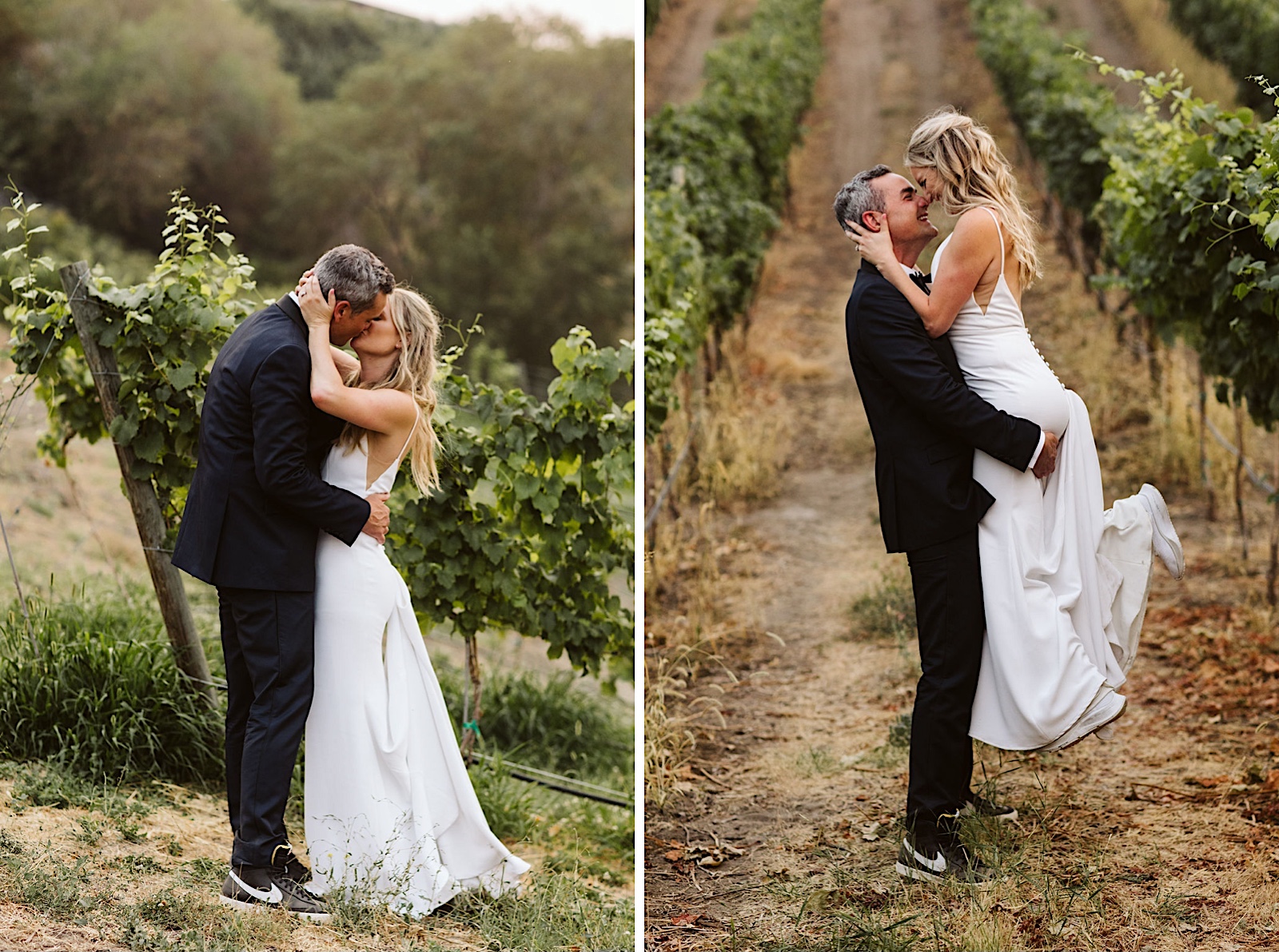Vibrant Wedding At Siren Song Vineyard: sunset pictures of bride and groom