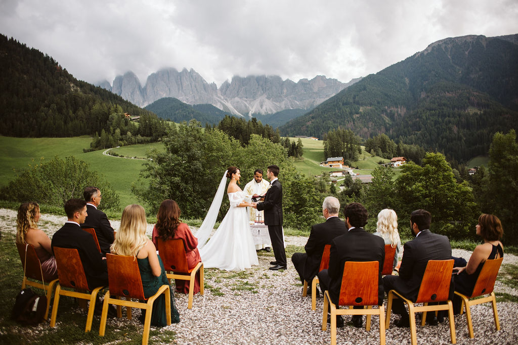 intimate ceremony with dolomites in the background