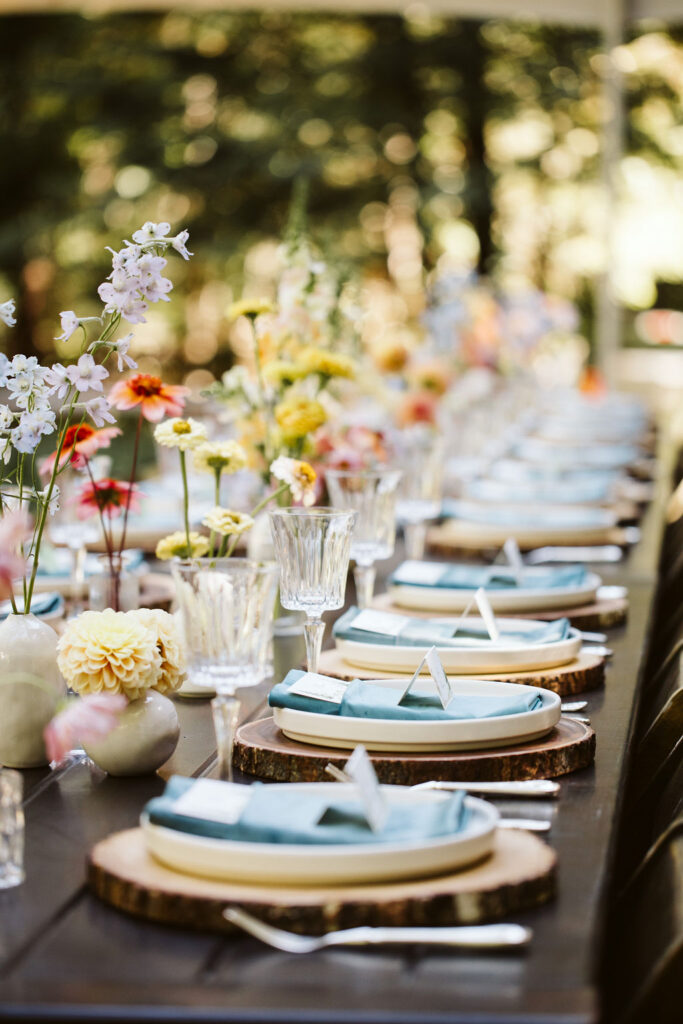 wedding tablescape with wildflowers